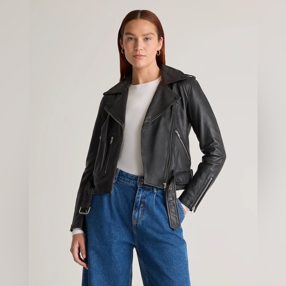 Quince 100% Leather Motorcycle Jacket - Picture 1 of 16